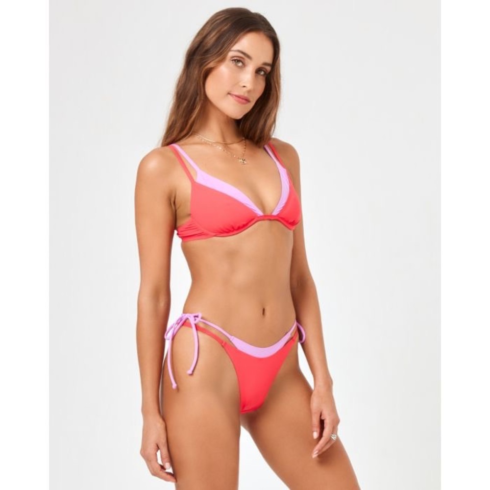 Women's Pink Contrast-Trim Bikini Set New With Tags